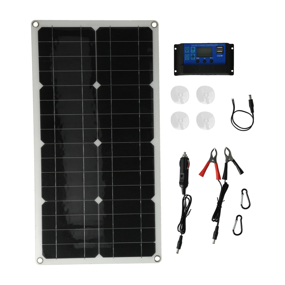 100W Solar Panel with 10A Solar Charge Controller Photovoltaic Module for Cars Boats