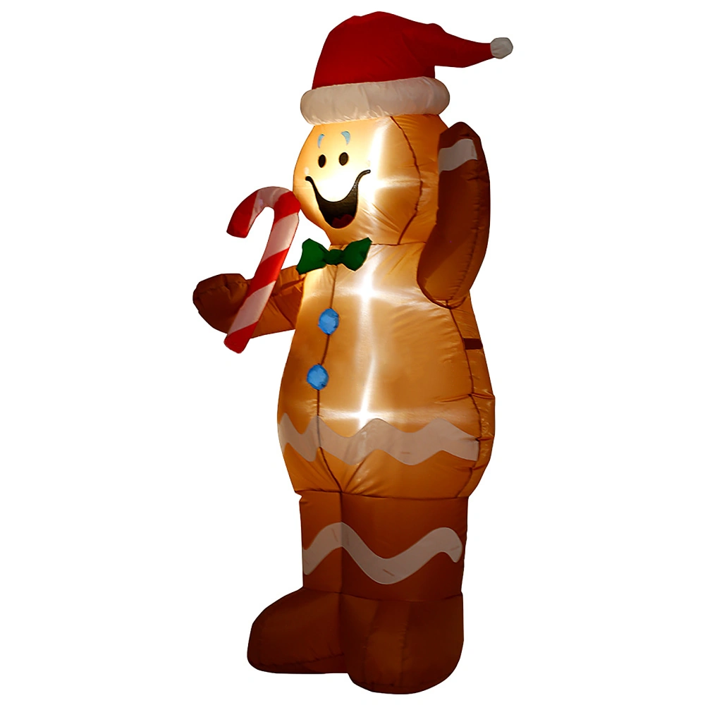 1.5m Height Christmas Inflatables Gingerbread Man with Candy Canes Blow Up Yard Decoration Snowman with LED Lights