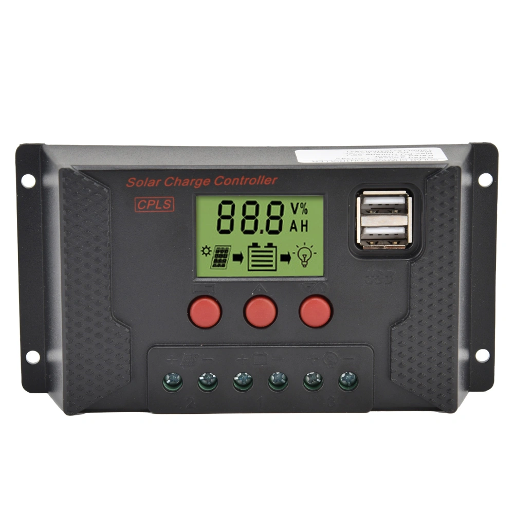 30A Solar Charge Controller 12V/24V Intelligent Battery Charging Regulator with 2 USB Port