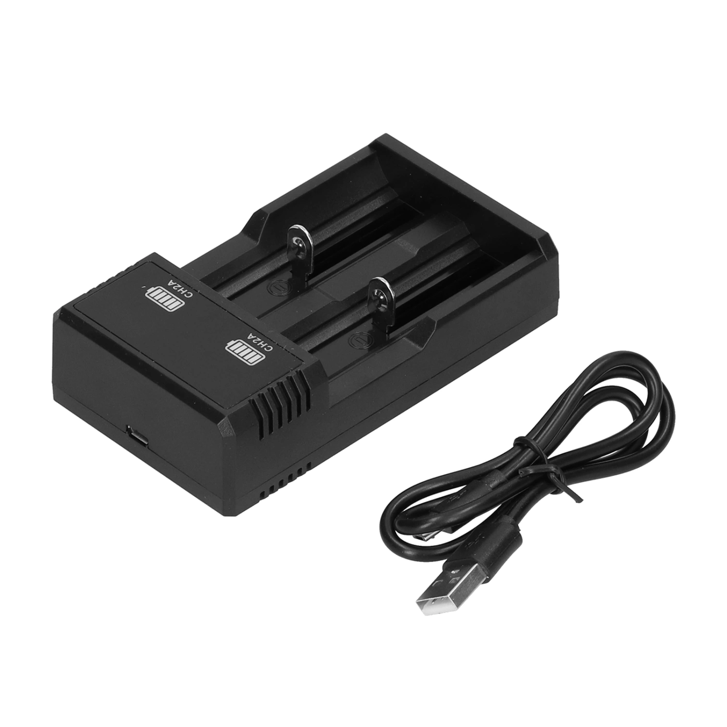 Universal Battery Charger 2 Bay USB Rapid Charge with Indicator Light for 18500 26650 Lithium Battery