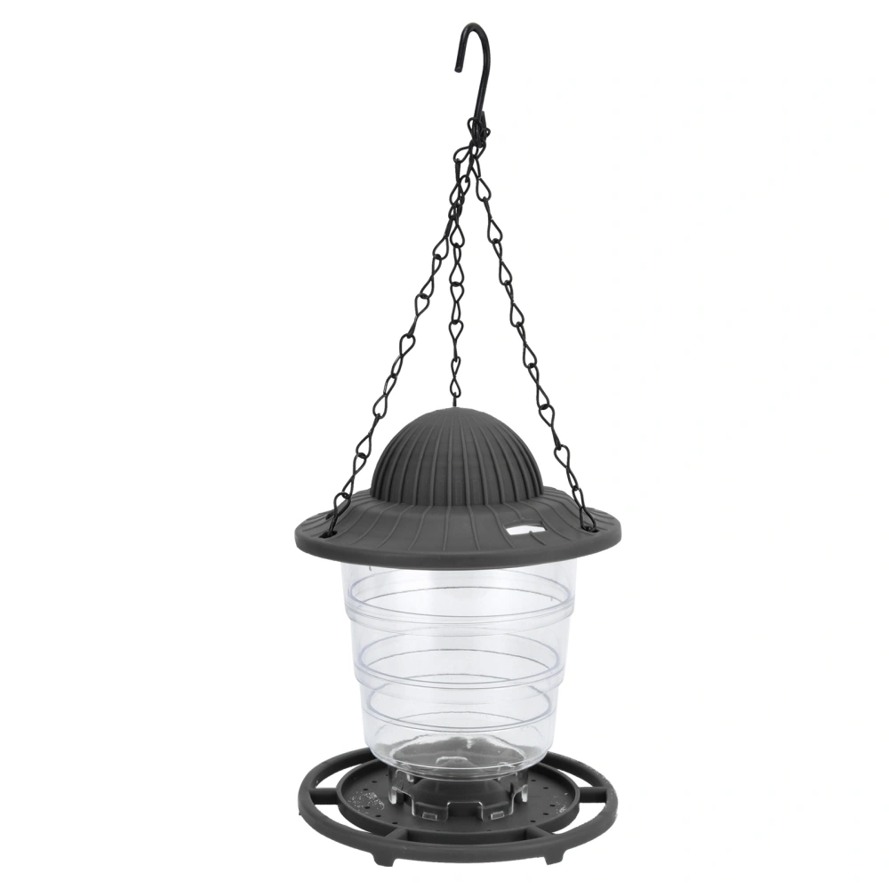 PavilionShaped Bird Feeder Transparent Hanging Bird Feeder with Wide Opening Movable Cover(Gray )