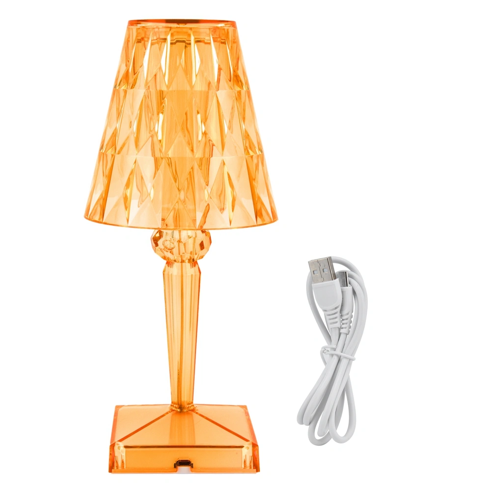 LED Crystal Table Lamp Transparent Prism Dimmable Desk Lamp USB Charging Indoor LightingOrange