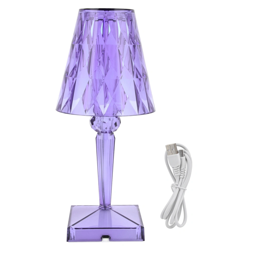 LED Crystal Table Lamp Transparent Prism Dimmable Desk Lamp USB Charging Indoor LightingPurple