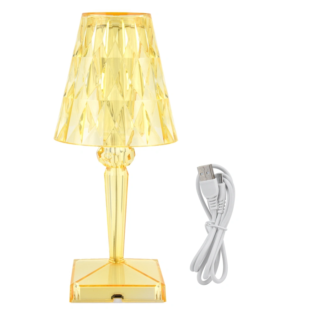 LED Crystal Table Lamp Transparent Prism Dimmable Desk Lamp USB Charging Indoor LightingYellow