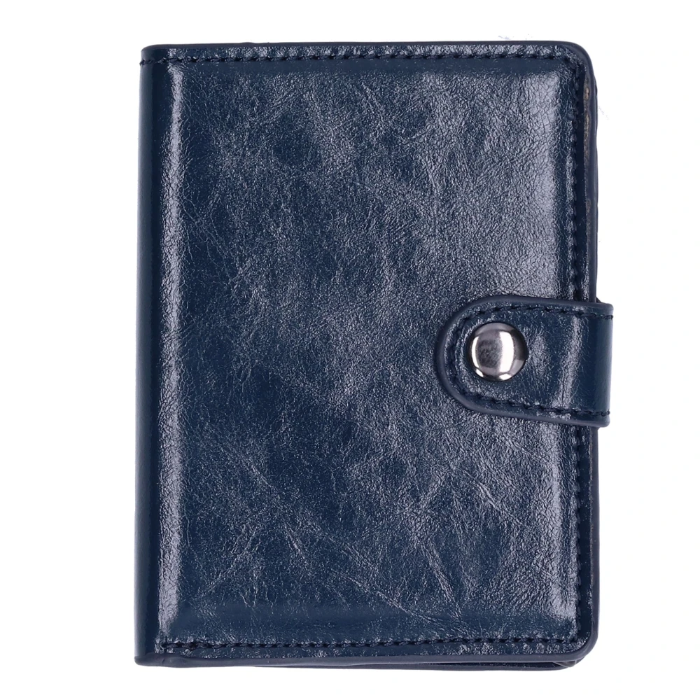 PU Leather Card Case Holder Front Pocket Wallet Change Purse Credit Card Pockets for Men Women Blue