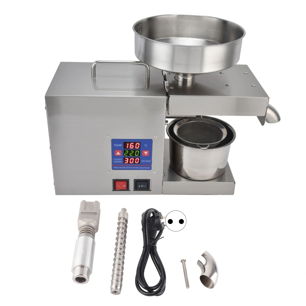 Intelligent Oil Press Stainless Steel Cereals Hot Cold Digital Oil Extractor Machine for Commercial HouseholdEU Plug 220V