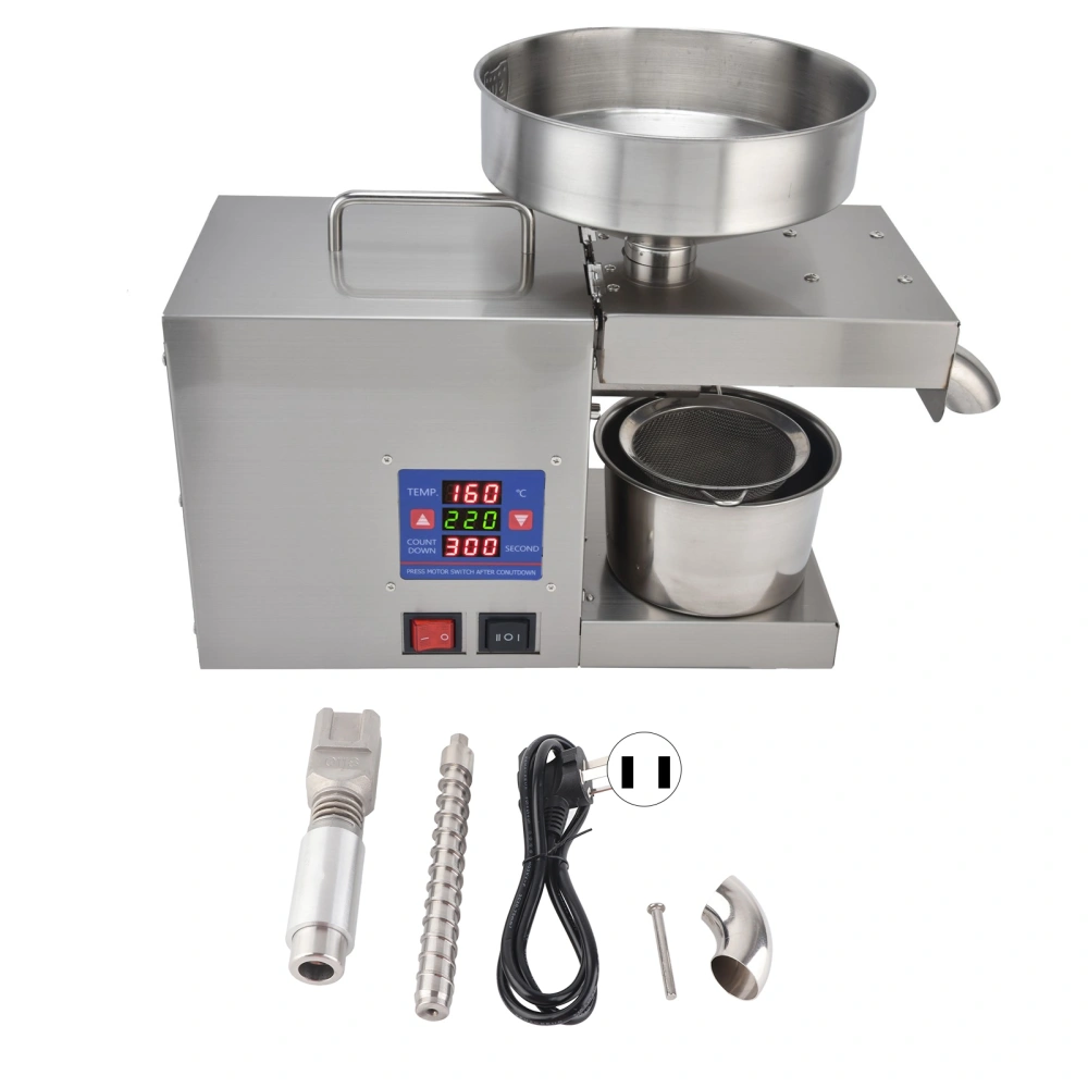 Intelligent Oil Press Stainless Steel Cereals Hot Cold Digital Oil Extractor Machine for Commercial HouseholdUS Plug 110V