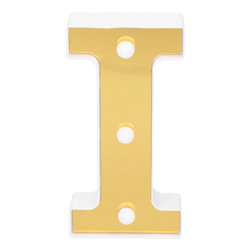 Gold LED Alphabet Light I Letter Night Light for Bedroom Wedding Birthday Decoration Warm White