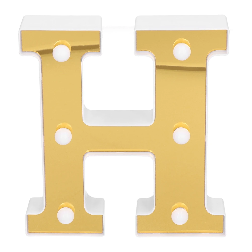 Gold LED Letter Light H Alphabet Night Light for Bedroom Wedding Birthday Decoration Warm White