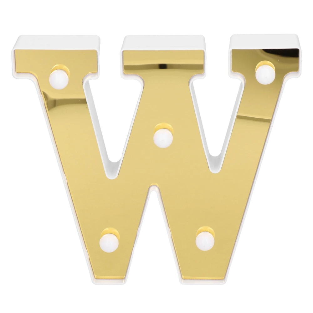 Decorative LED Light W‑Shape Letter Lamp Light Up Alphabet Sign for Wedding Party Warm White