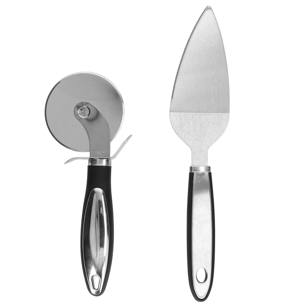 2Pcs set Pizza Cutter Spatula Stainless Steel Pizza Spatula Spade with Non Slip Handle