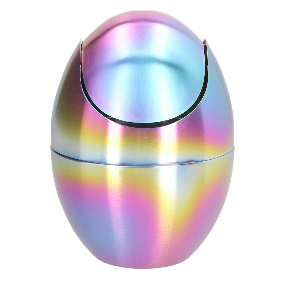 Desktop Trash Can 304 Stainless Steel Small EggShaped Design Trash Can for Home Office(Colorful )