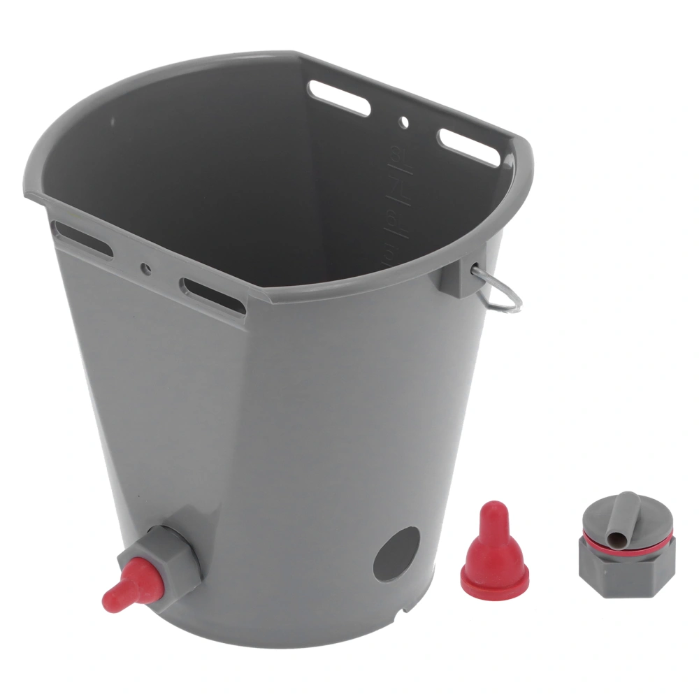 8L Feeder Bucket with 2 Nipple Milk Feeding Barrel Livestock Farm Accessory GrayFor Lamb