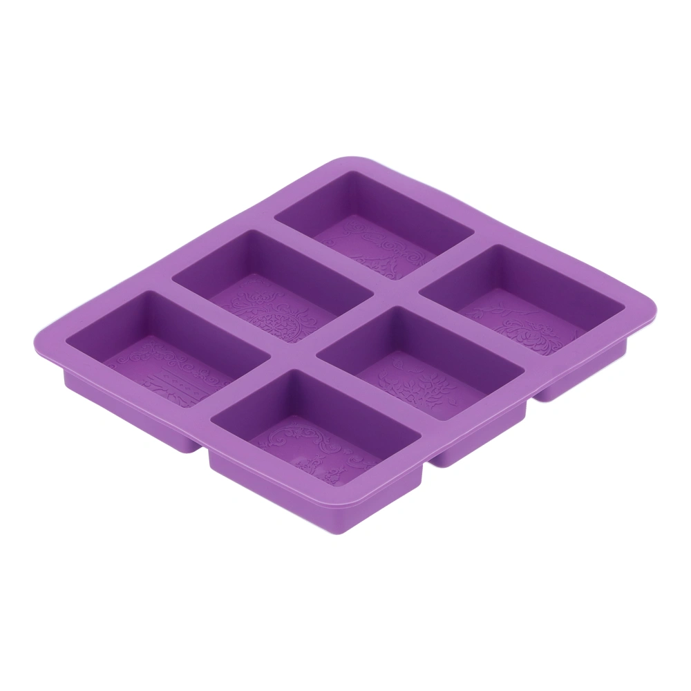 6-Grid Originality Pattern Mold Silicone Hand Made Soap Cake Mold for Home Bakery(Rectangular )