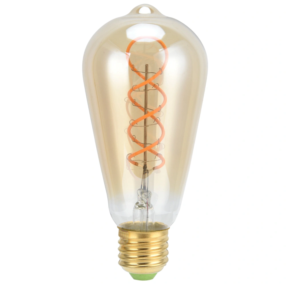 ST64 Lamp Bulb E27 4W Vintage DoubleSpiral Dimmable Filament Bulb 220V Warm Light(Gold )