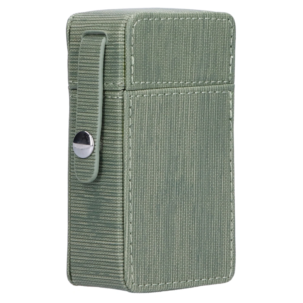 Lighter Cigarette Case Portable Striped PU Leather Cigarette Storage Pouch OrganizerGreen