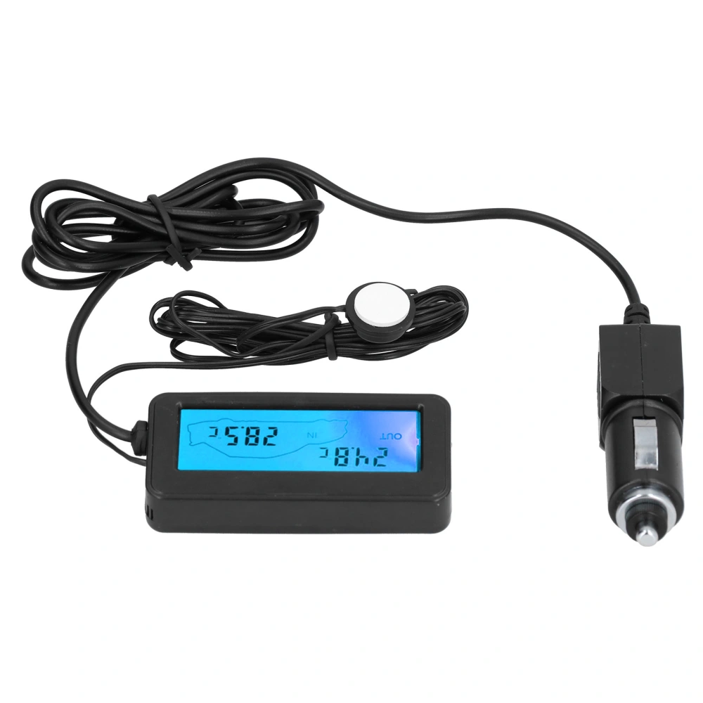 Mini Thermometer Electronic Temperature Meter with LCD Display DC12V for Car Indoor OutdoorBlue