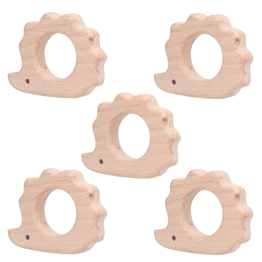 5Pcs Baby Teething Toys DIY HedgehogShape Beech Wood Handicrafts Pendant for Necklace Bracelet