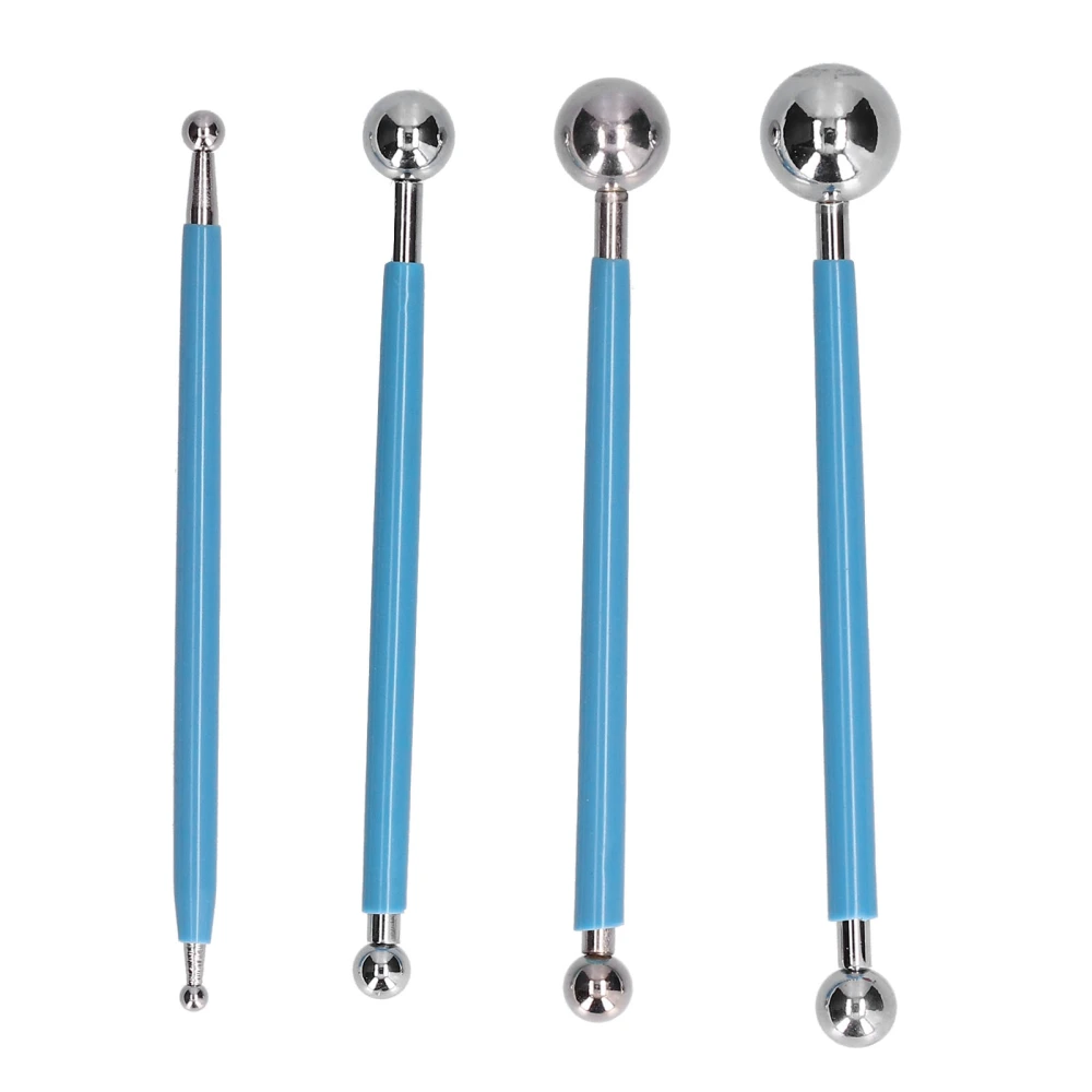 4Pcs set Baking Tool Stainless Steel Ball Sculpting Tool DIY Cake Fondant Decorating Kit(SelfSealing Bag )