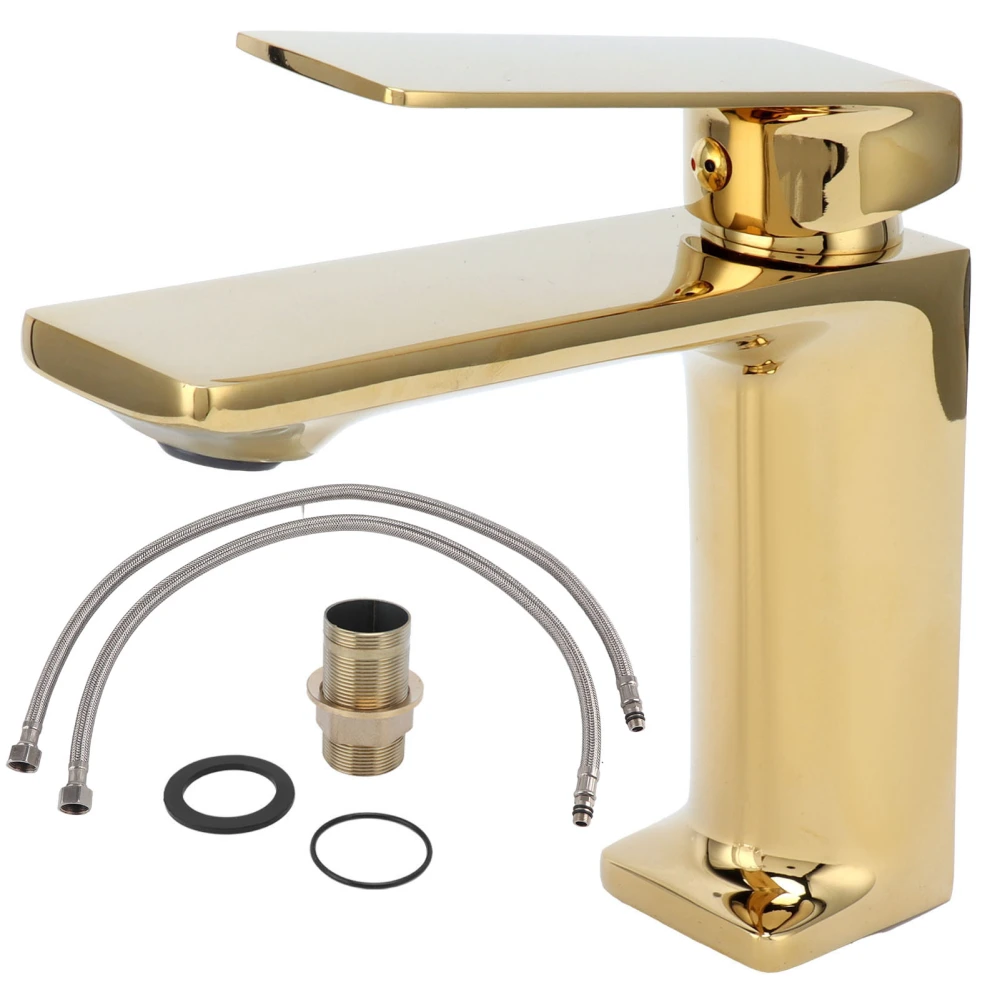 Golden Washbasin Faucet Single Hole Hot and Cold Water Bathroom Water Tap for Home LavatoryG3/8