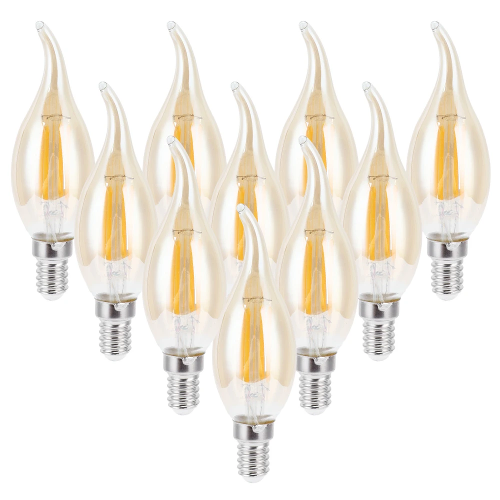 10PCS C35 LED Gold Filament Bulb 2700K 4W E14 Base Glass Clear Bulb Warm White Light 220‑240V