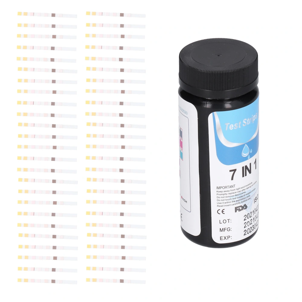 50Pcs 7 in 1 Water Quality Test Paper Multifunctional PH Test Strip for Swimming Pool Aquarium