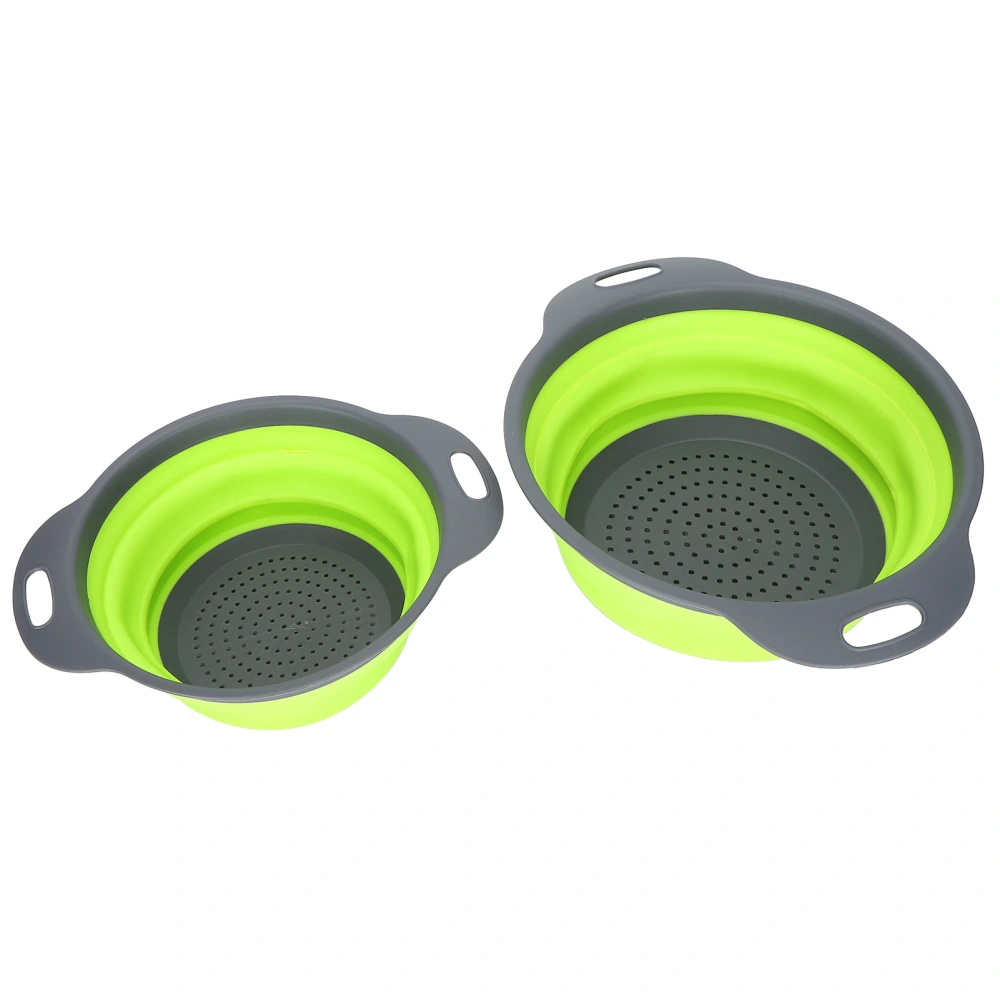 2PCS Round Retractable Folding Drain Basket Fruit Basket Multifunctional Kitchen Plastic Basin