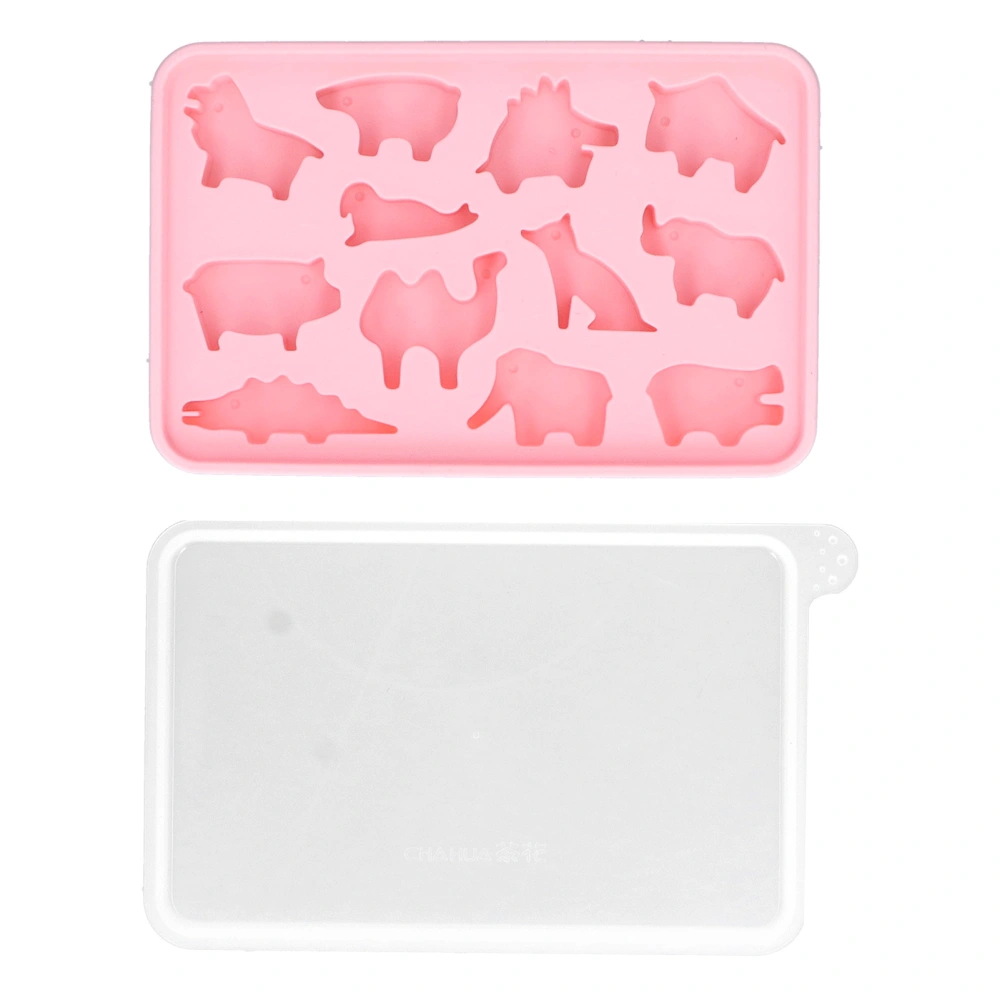 Ice Cubes Tray Animal Pattern Ice Cream Bar Mold with Cover for Kitchen DIY Making ToolRed