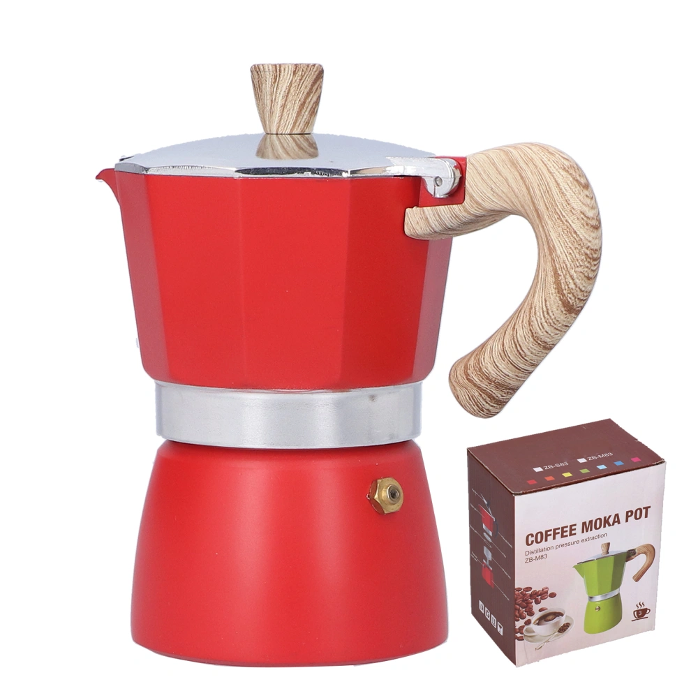 150ML Coffee Pot Stovetop Moka Maker Coffee Maker Kettle for Gas Stove Ethanol StoveRed