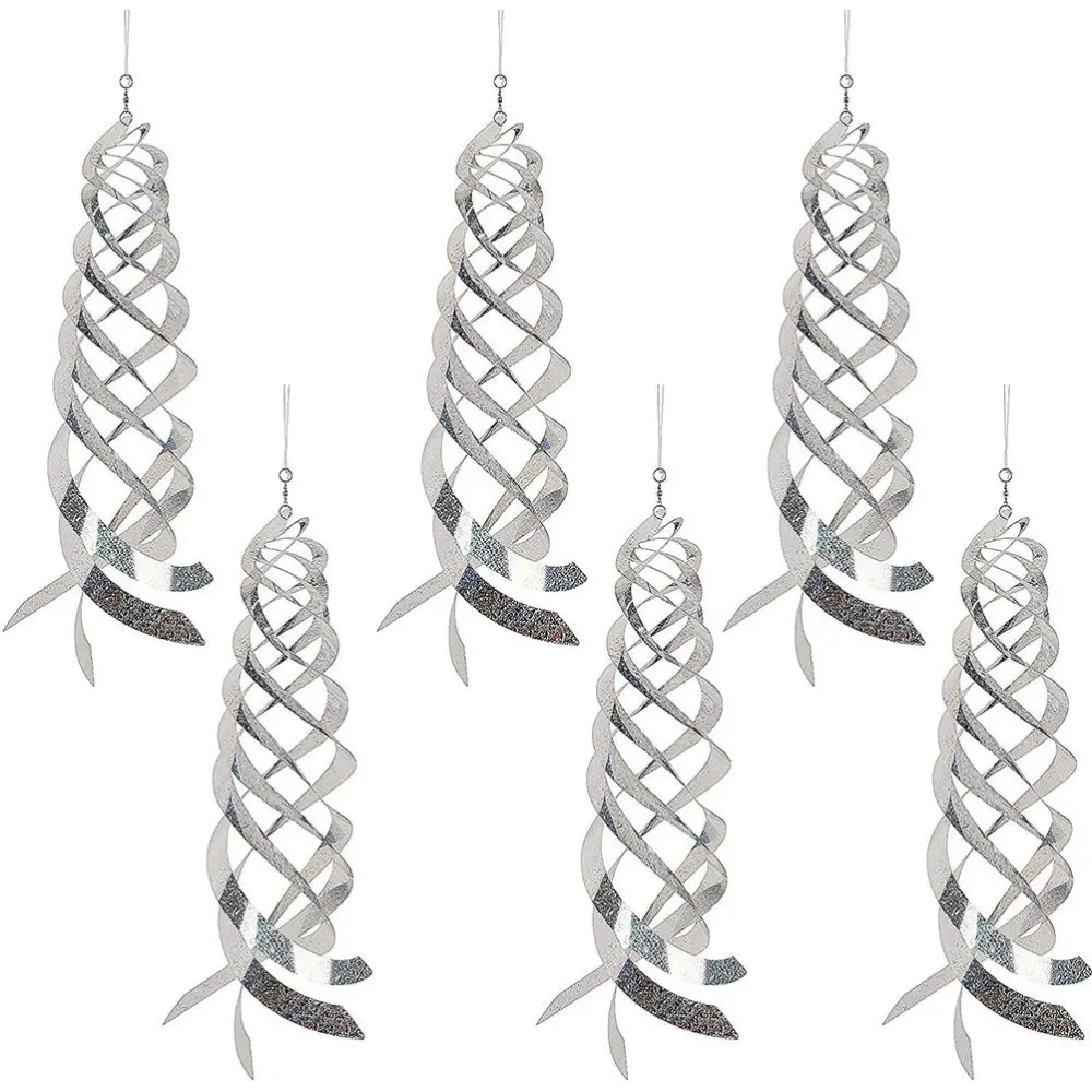 6Pcs Bird Repellent Spiral Reflectors Bird Deterrent Reflective Wind Spiral for Garden Fences