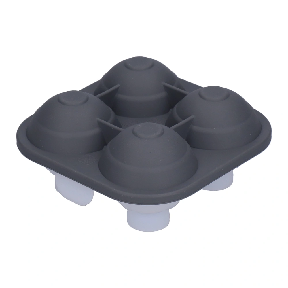 4-Grid No-BPA Ice Cube Mold with Lid Funnel-Free Silicone Ice Cube Tray for Home KitchenGray