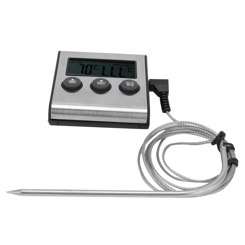 Digital Meat Thermometer Food Temperature Meter with Folding Probe Timer Alarm for Kitchen