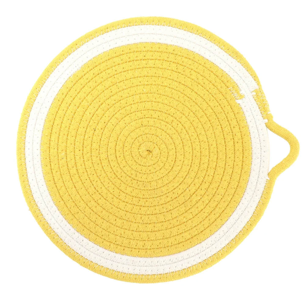 Cotton Rope Coaster Fruit Shape Nordic Style Dining Table Insulation Mat Picnic Placemat Cotton Kitchen Table MatsYellow Large 30cm