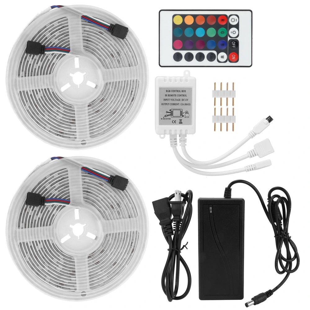 5050 300LED RGB Strip Lights IP65 12V Dimmable Color Changing Lamp Remote Control US 100‑240V