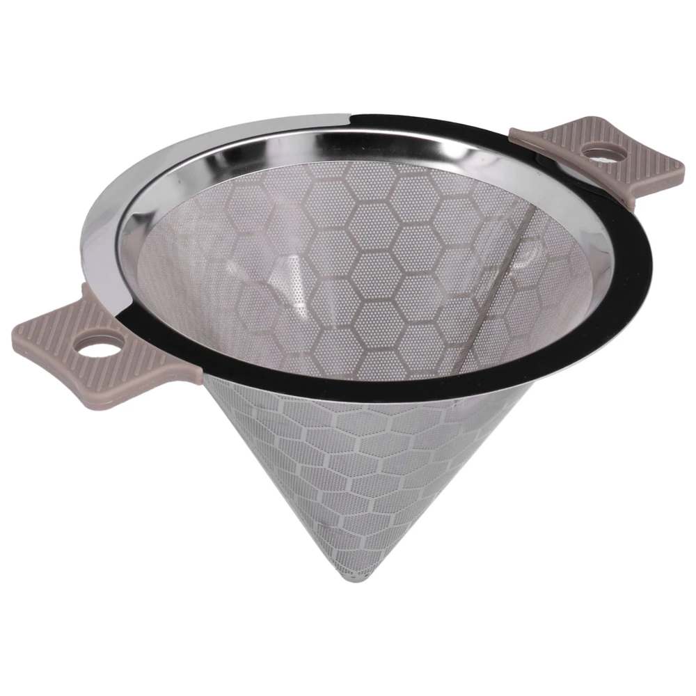 Cone Shaped Strainer Double Ear Stainless Steel Small Strainer for Coffee Tea Leaves Milk Tea