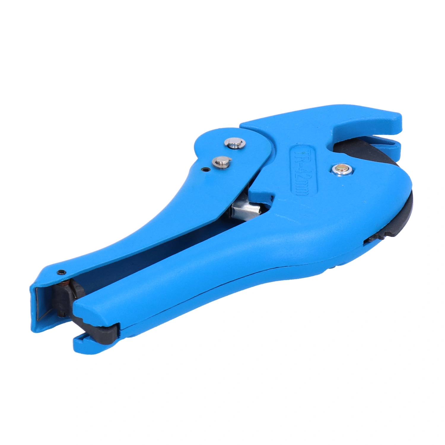 PVC Pipe Ratchet Cutter with Buckle Manual Tube Hose Cutting Device Plumbing Tool Blue