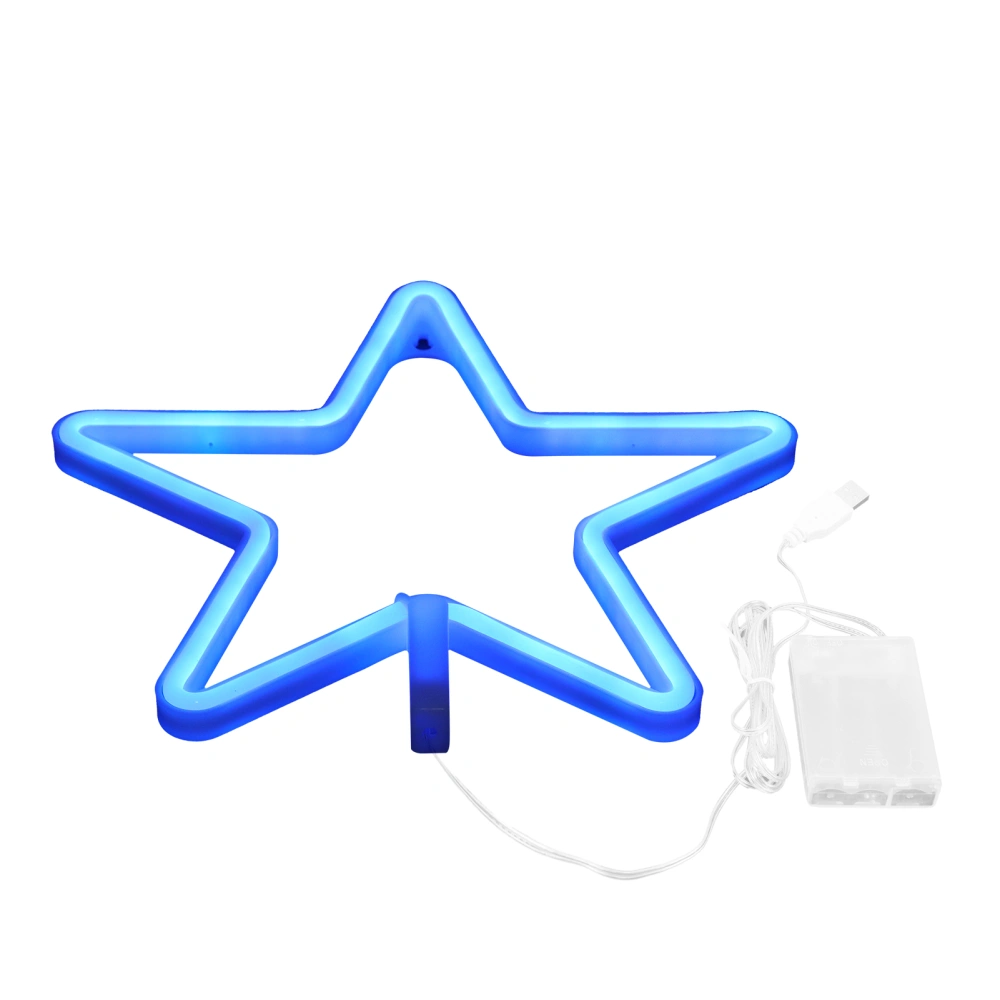 Star Shape LED Light Neon Sign Neon Light for Birthday Party Living Room USB/Battery PoweredBlue