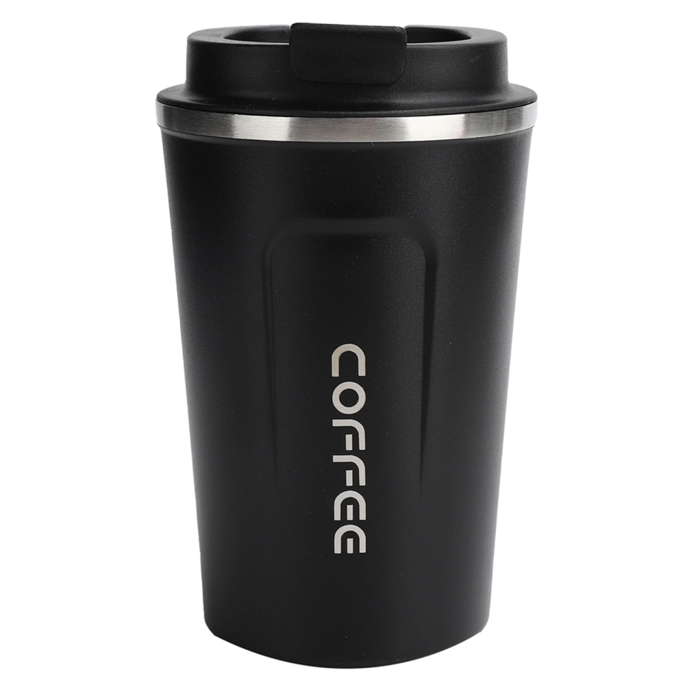 380ml Vacuum Mug DoubleLayer Stainless Steel Spill Proof Portable Car Coffee Cup(Black )