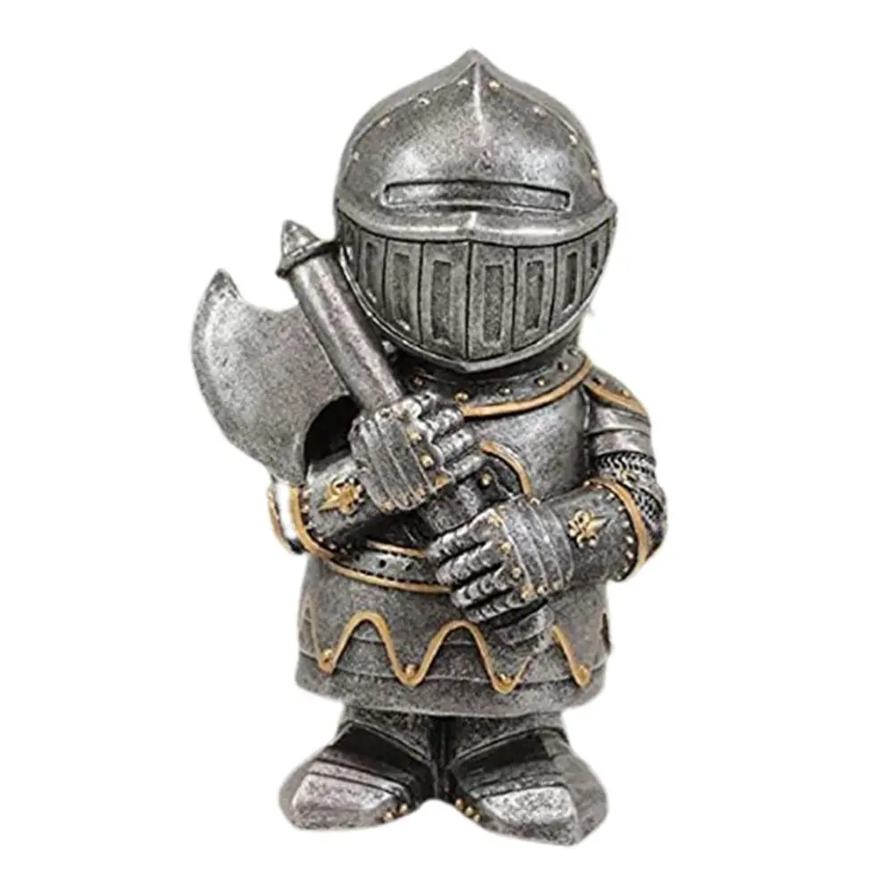 Garden Statue Knight Dwarf Guard Armor Miniature Knights Sculpture for Home Garden Decor