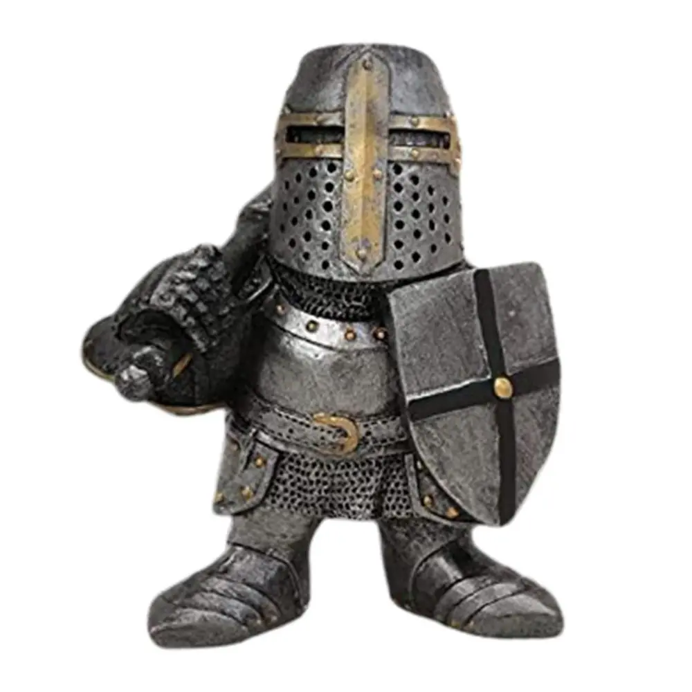 Garden Statue Knight Dwarf Guard Armor Miniature Knights Sculpture for Home Garden Decor