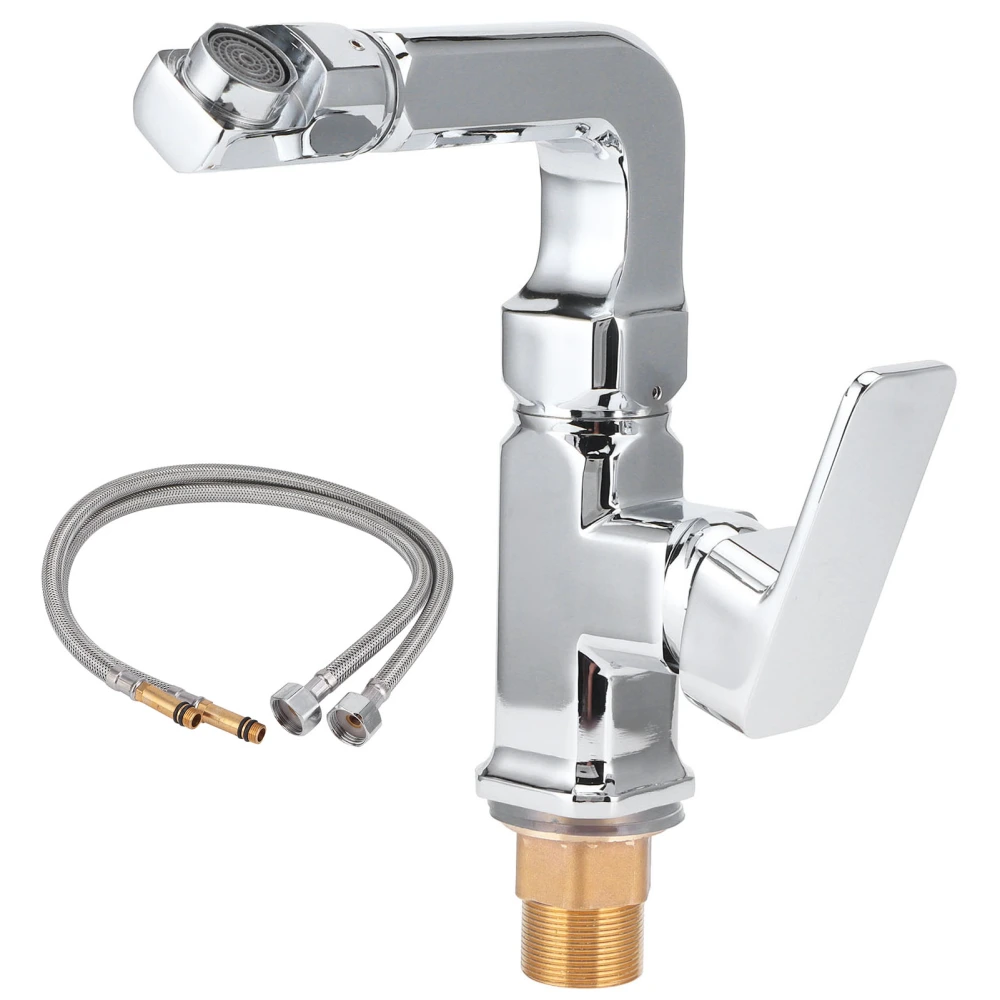 G1/2 Hot and Cold Single Hole Washbasin Faucet 360 Degree Rotate Single Handle Basin Faucet(With Hose )