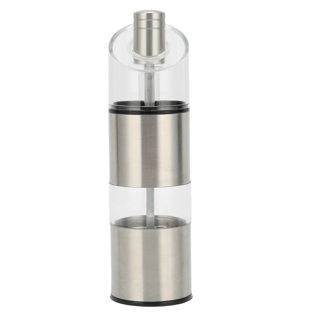 CylinderShaped Pepper Grinder Multifunctional Stainless Steel Inclined Acrylic Seasoning Bottle(L )