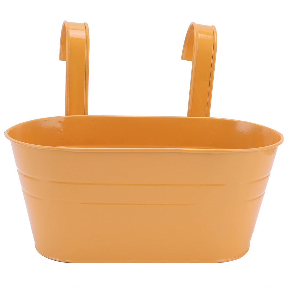 Hanging Flower Planter Iron Bucket Flower Pot Holder with Detachable Hook for Garden DecorOrange 21x22.5cm