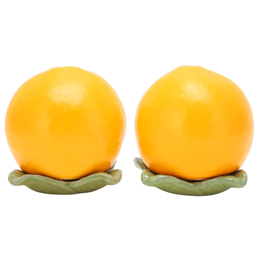 2Pcs Tea Leaf Can Orange‑Shape Ceramic Sealed Pot Ornament Gift Kitchen Storage Container