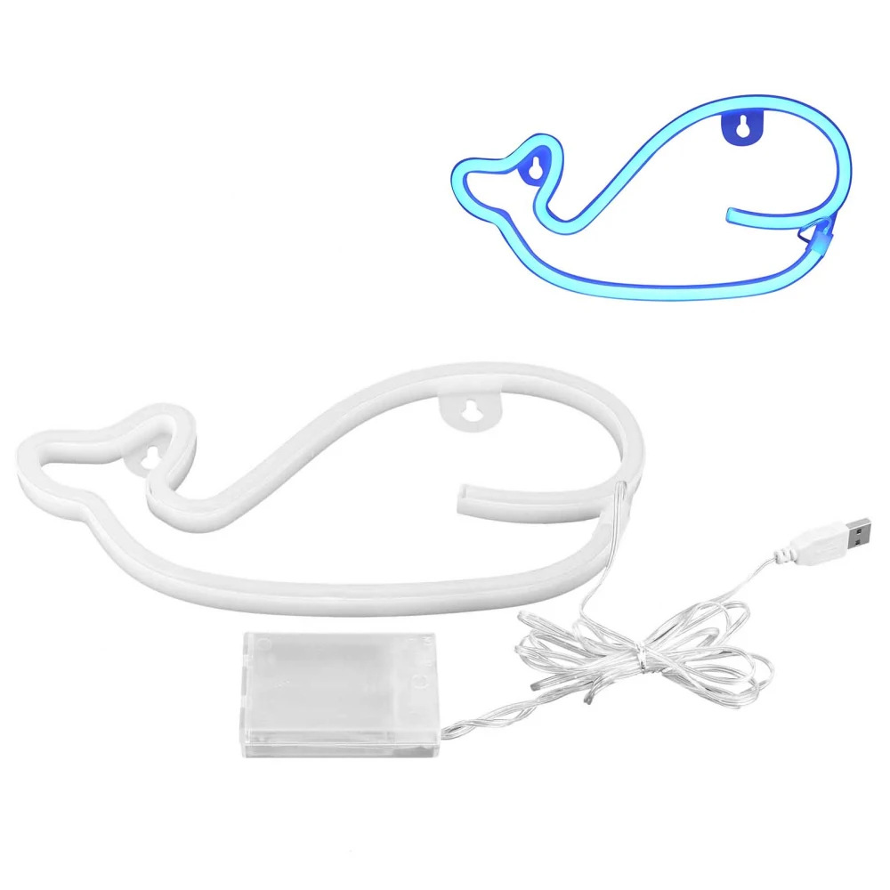 Neon Light Whale Shape LED Neon Sign Lamp Home Bedroom Party Holiday Decoration Birthday GiftBlue Light