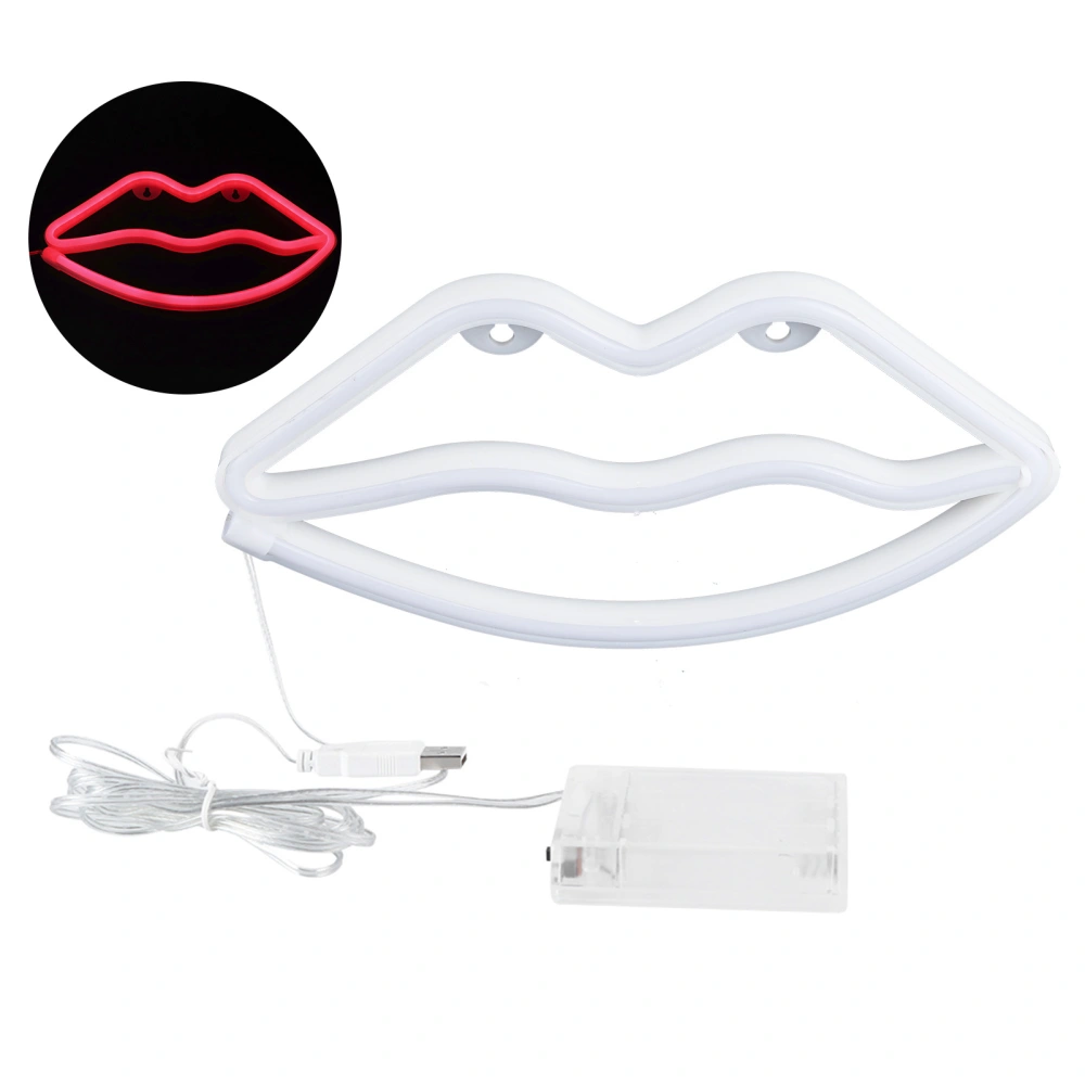 LED Neon Sign Lamp Lip Shaped Wall Decorative Light for Proposal Wedding Home Birthday PartyRed