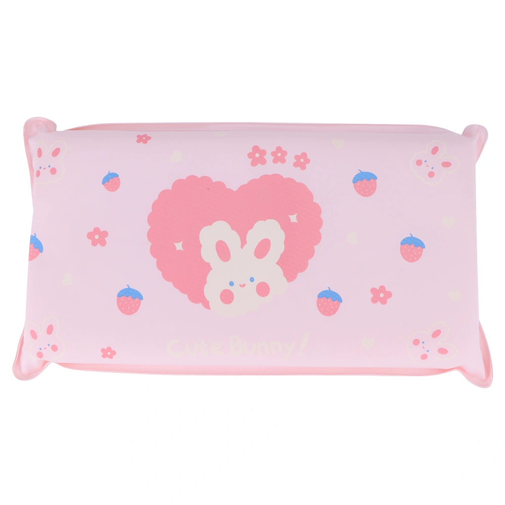 Cooling Pillow Folding Temperature Reduction Ice Crystal Napping Pillow for Children AdultsStrawberry Rabbit Pink Background