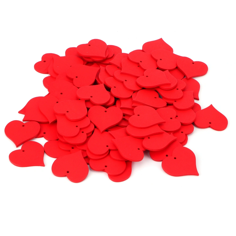 100Pcs Wood Slices HandMade Red HeartShaped Pendant Crafts DIY Wedding Decoration