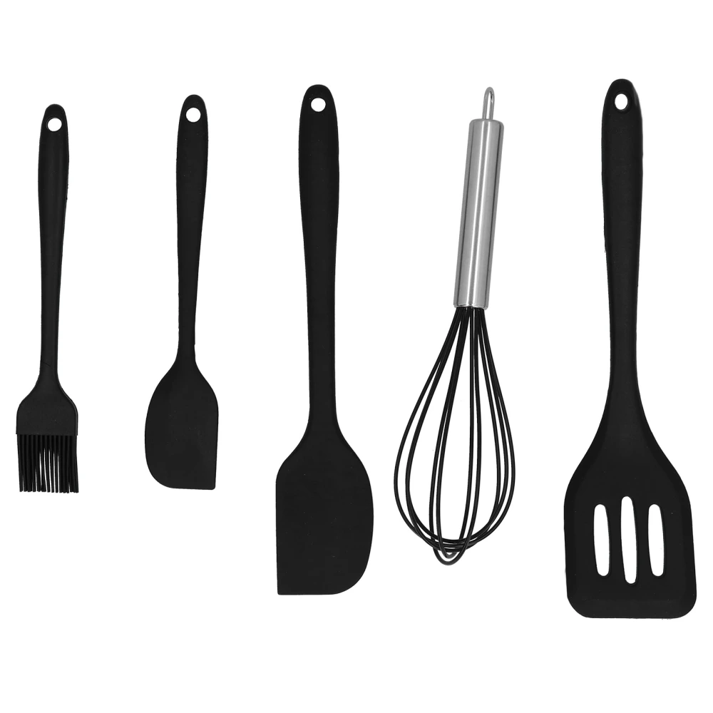 5Pcs/Set Silicone Spatula DIY Kitchen Utensil Baking Tool Cake Decoration for Home BakeryBlack