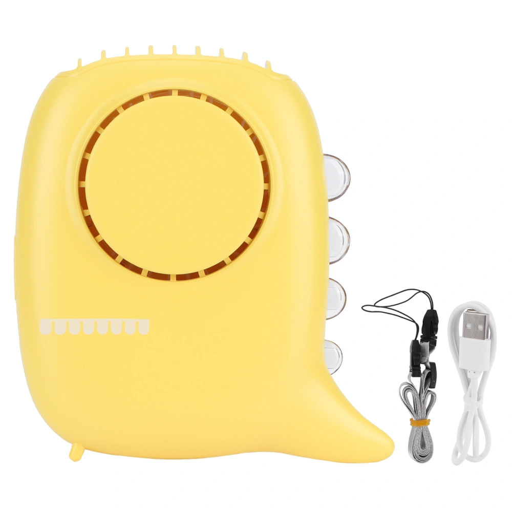 Electric Fan Hanging Neck Portable Small Electric Fan with 3‑Gear Wind Speed USB ChargingYellow